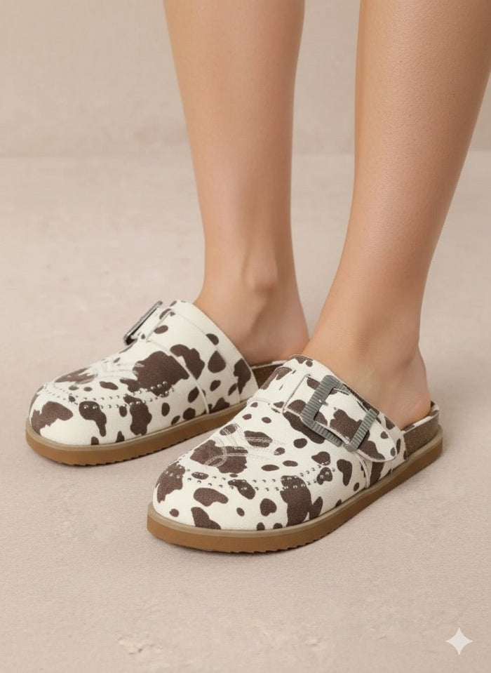 Cow Print Clog Sandals6