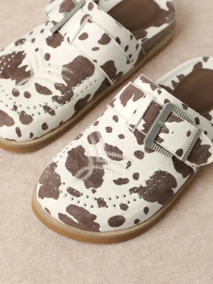 Cow Print Clog Sandals6