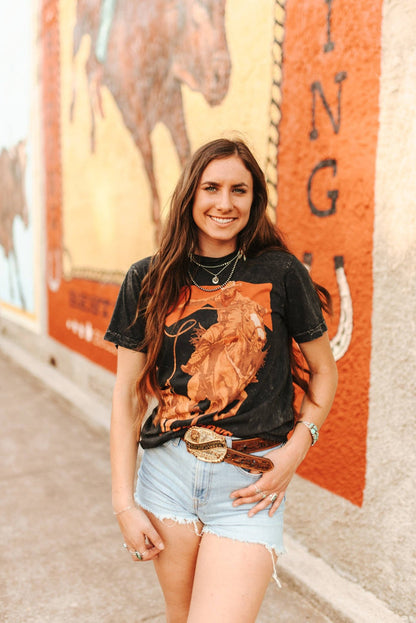 Cowboy Roper Mineral Washed Graphic TeeS