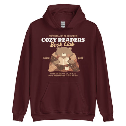 Cozy Readers Book Club Hoodie - The Bean Workshop - Autumn Vibes, Book Lover, Book Lover Gift, Cottagecore, Cozy Aesthetic, Cozy Bear, Cozy Pullover., Cozy Readers Book Club, Cozy Readers Book Club Hoodie, Cute Bear Graphic Hoodie, fall, Fall Aesthetic, Hoodie, Hygge, Reading Hoodie