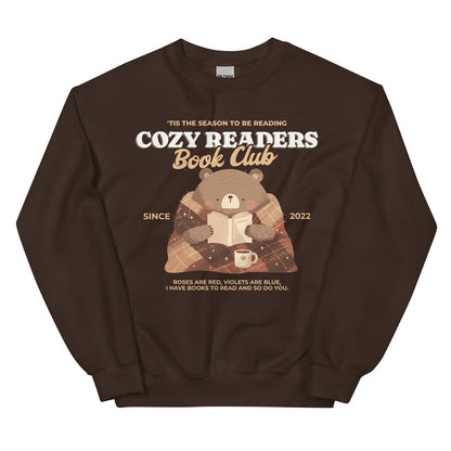 Cozy Readers Book Club Sweatshirt - The Bean Workshop - Autumn Vibes, Book Lover, Book Lover Gift, Bookish Apparel for Fall, Bookish Sweatshirt, Cottagecore, Cozy Aesthetic, Cozy Bear, Cozy Pullover, Cozy Readers Book Club, Cute Bear Graphic, fall, Fall Aesthetic, Gift for Reader Cozy Sweatshirt, sweatshirt