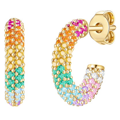 Creolen gold mit bunten Zirkonia