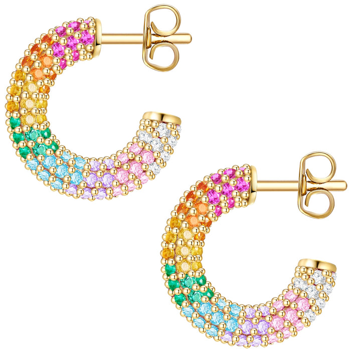 Creolen gold mit bunten Zirkonia