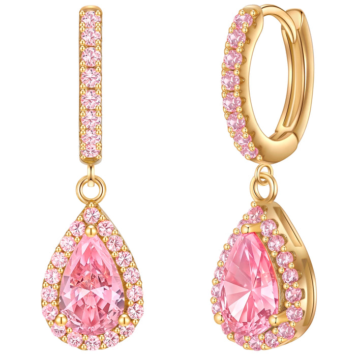 Creolen gold Zirkonia pink