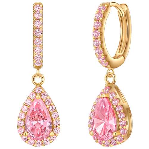 Creolen gold Zirkonia pink