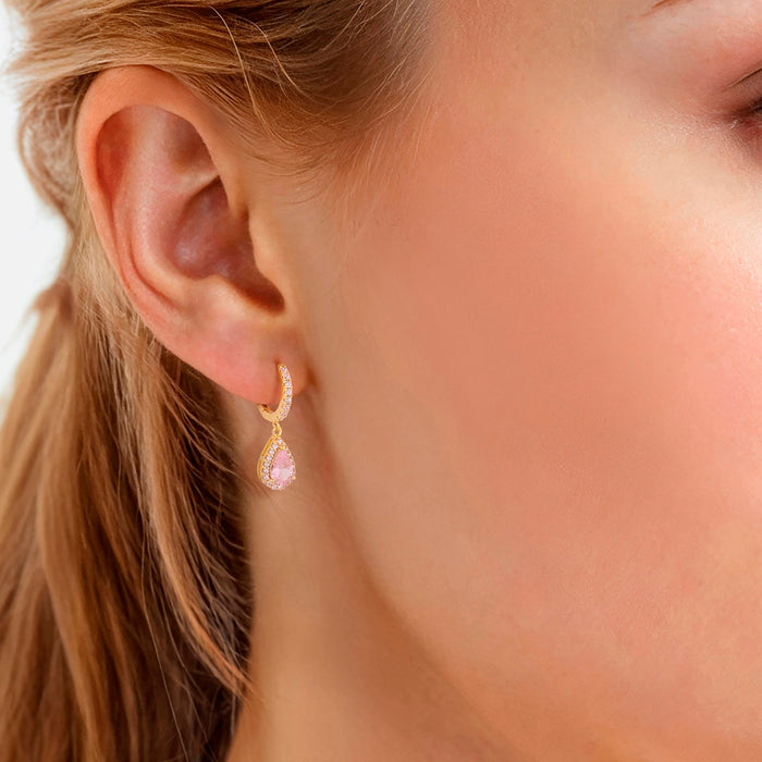 Creolen gold Zirkonia pink