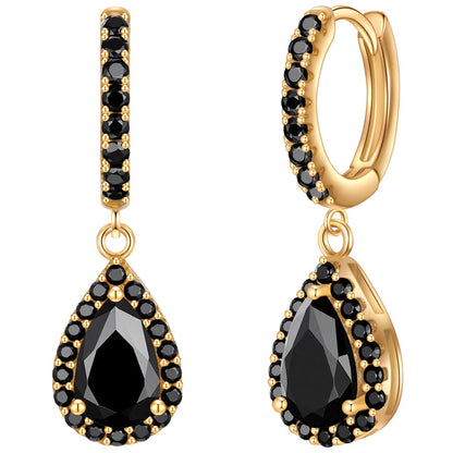 Creolen gold Zirkonia schwarz