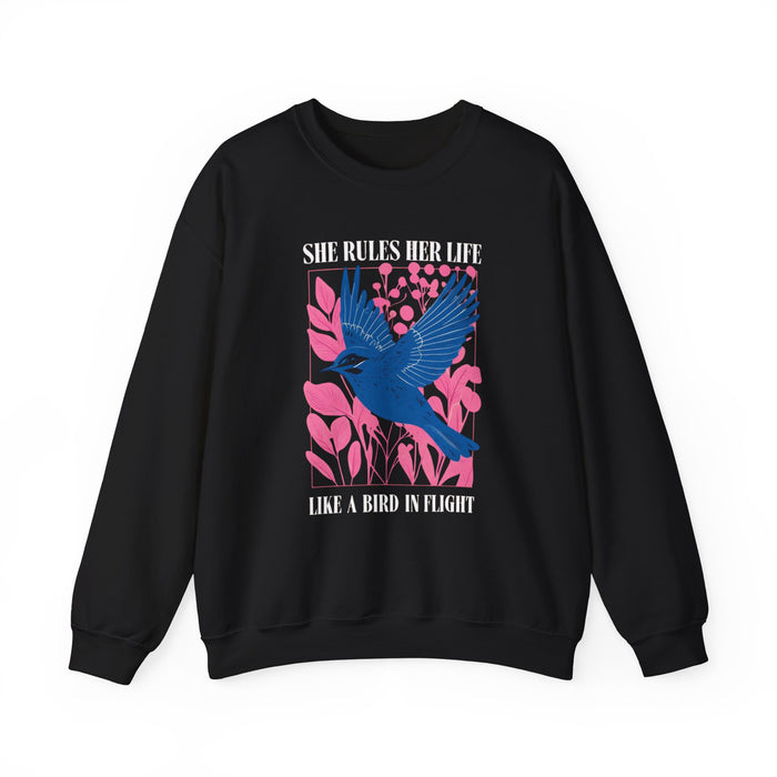 Crewneck Sweatshirt - LYRICS  "She Rules Her Life Like a Bird in Flight" NEW