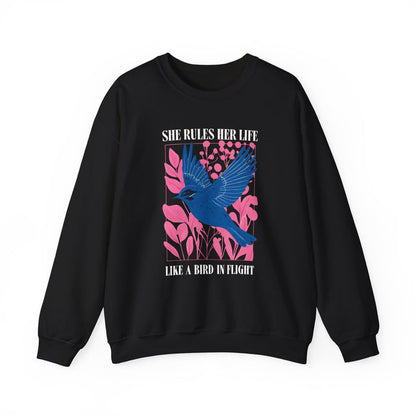 Crewneck Sweatshirt - LYRICS  "She Rules Her Life Like a Bird in Flight" NEW