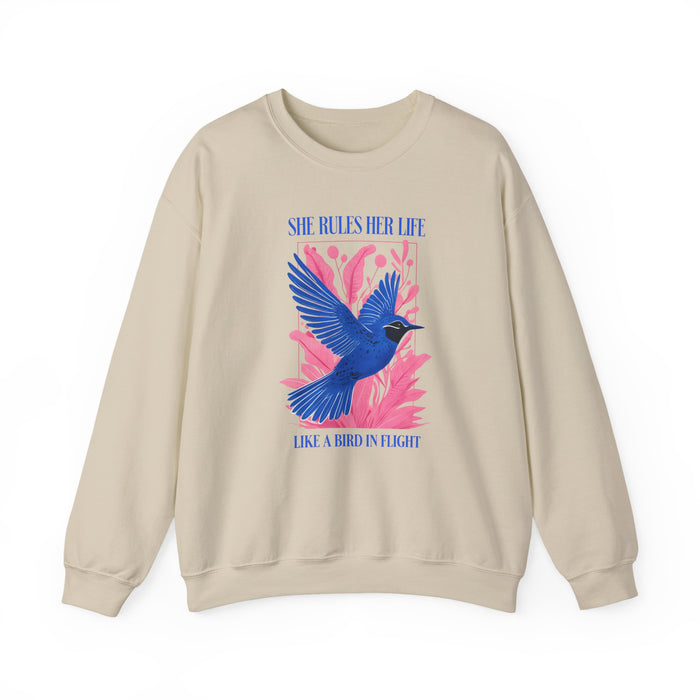 Crewneck Sweatshirt - LYRICS  "She Rules Her Life Like a Bird in Flight" NEW