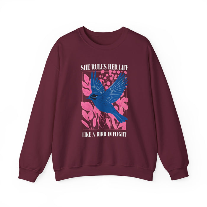 Crewneck Sweatshirt - LYRICS  "She Rules Her Life Like a Bird in Flight" NEW