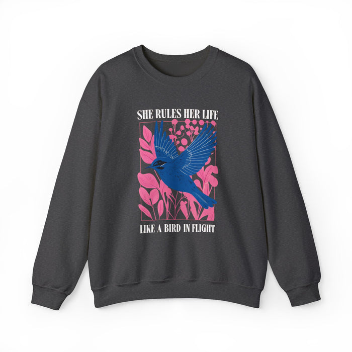 Crewneck Sweatshirt - LYRICS  "She Rules Her Life Like a Bird in Flight" NEW