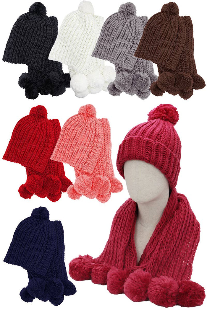 Crochet Chunky Knitted Beanie and Wrap Scarf