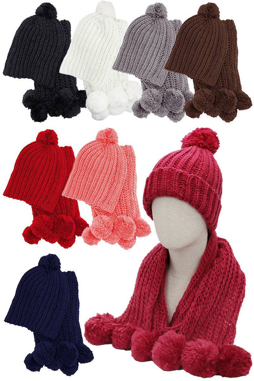 Crochet Chunky Knitted Beanie and Wrap Scarf