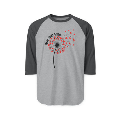 Dandelion Make That Wish Raglan Shirt - 3/4 Sleeve Tee Fun New