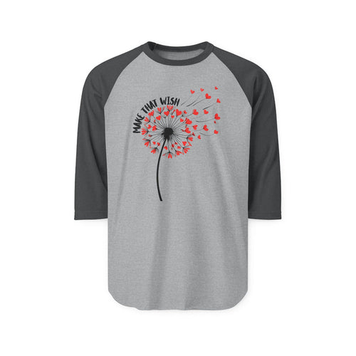 Dandelion Make That Wish Raglan Shirt - 3/4 Sleeve Tee Fun New