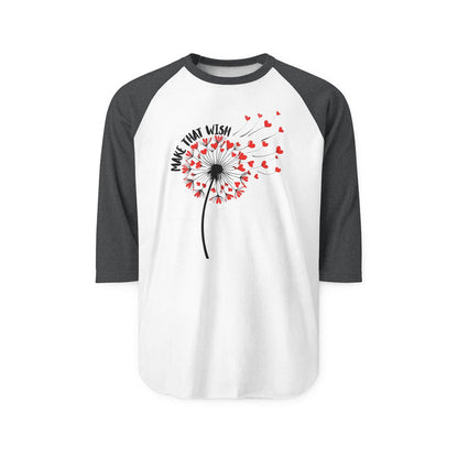 Dandelion Make That Wish Raglan Shirt - 3/4 Sleeve Tee Fun New
