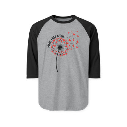 Dandelion Make That Wish Raglan Shirt - 3/4 Sleeve Tee Fun New