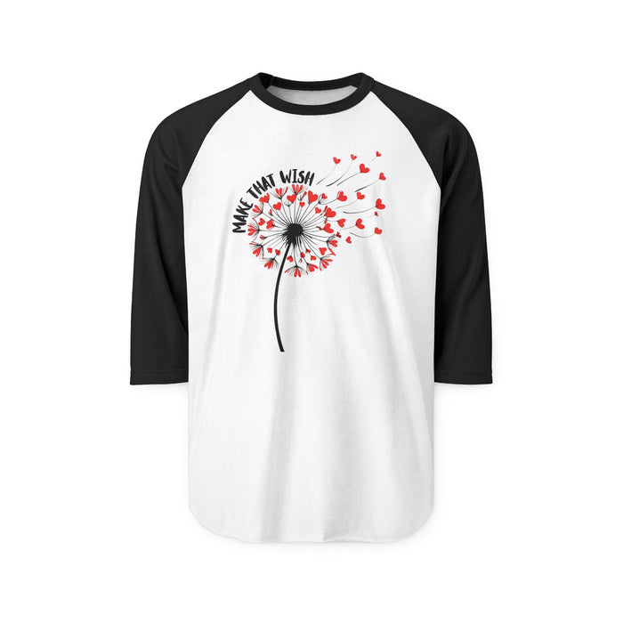 Dandelion Make That Wish Raglan Shirt - 3/4 Sleeve Tee Fun New