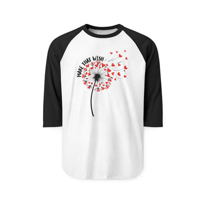 Dandelion Make That Wish Raglan Shirt - 3/4 Sleeve Tee Fun New