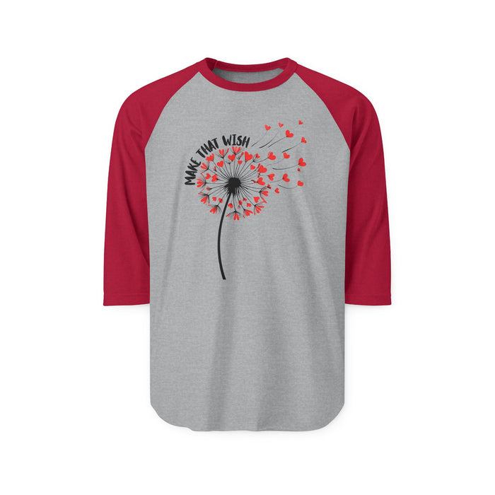 Dandelion Make That Wish Raglan Shirt - 3/4 Sleeve Tee Fun New
