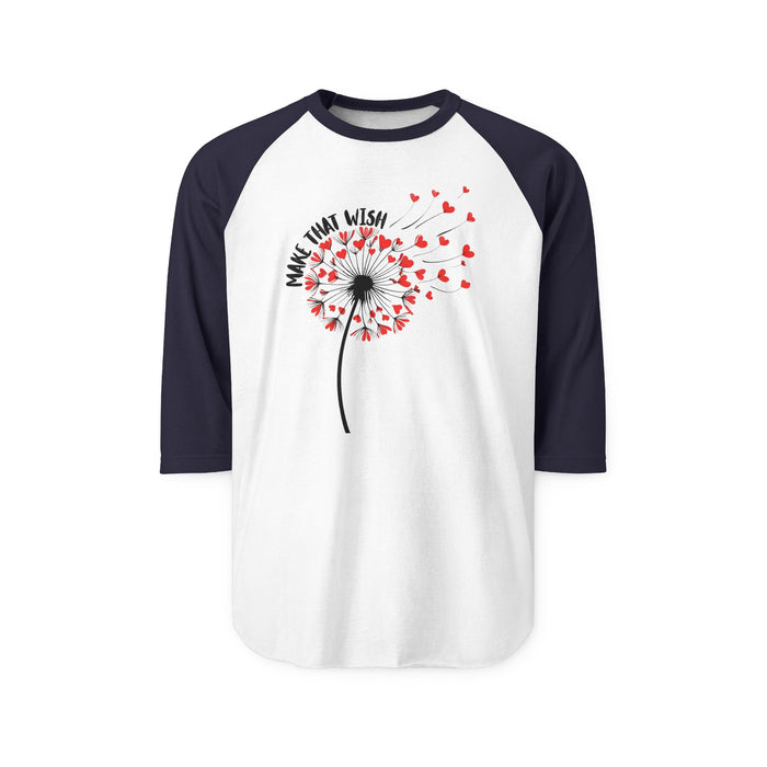 Dandelion Make That Wish Raglan Shirt - 3/4 Sleeve Tee Fun New