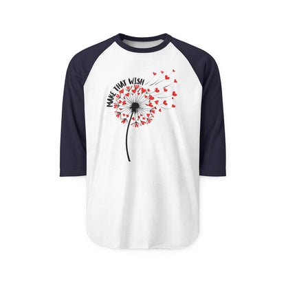 Dandelion Make That Wish Raglan Shirt - 3/4 Sleeve Tee Fun New