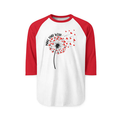 Dandelion Make That Wish Raglan Shirt - 3/4 Sleeve Tee Fun New