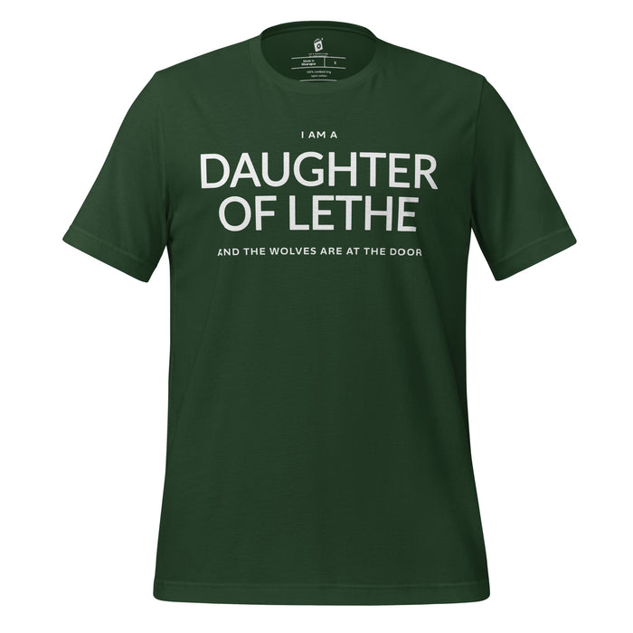 Daughter of Lethe T-Shirt - The Bean Workshop - Alex Stern quote, Book Lover Gift, Dark academia t-shirt, Daughter of Lethe T-shirt, Fantasy Novel Merch, Gothic Aesthetic, leigh bardugo, Leigh Bardugo fan apparel for readers, Lethe House merch, Literary Quote Shirt, Minimalist Bookish Tee, Ninth House book quote shirt, Strong Female Character., Wolves at the Door