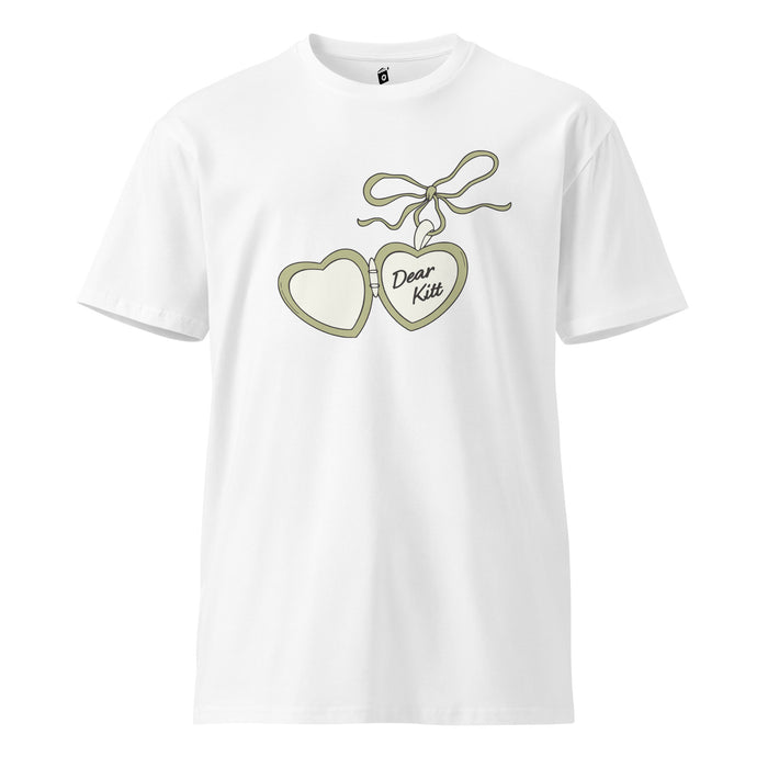 Dear Kitt Heart Locket T-Shirt | Divine Rivals Rebecca Ross Gift - The Bean Workshop - Book Lover Gift, Bookish Apparel, Cottagecore Aesthetic, Cute Book Merch, Divine Rivals, Divine Rivals T-shirt, Iris and Roman, Iris Winnow, Letters of Enchantment, Letters of Enchantment merch for readers, Literary Gift, Locket Design, Rebecca Ross, Rebecca Ross Dear Kitt shirt, Roman Kitt, Romantic Fantasy, t-shirt
