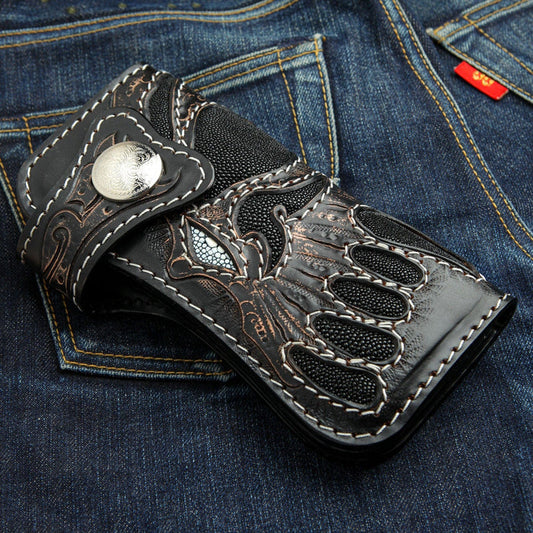Devil Skull Genuine Leather Biker Wallet