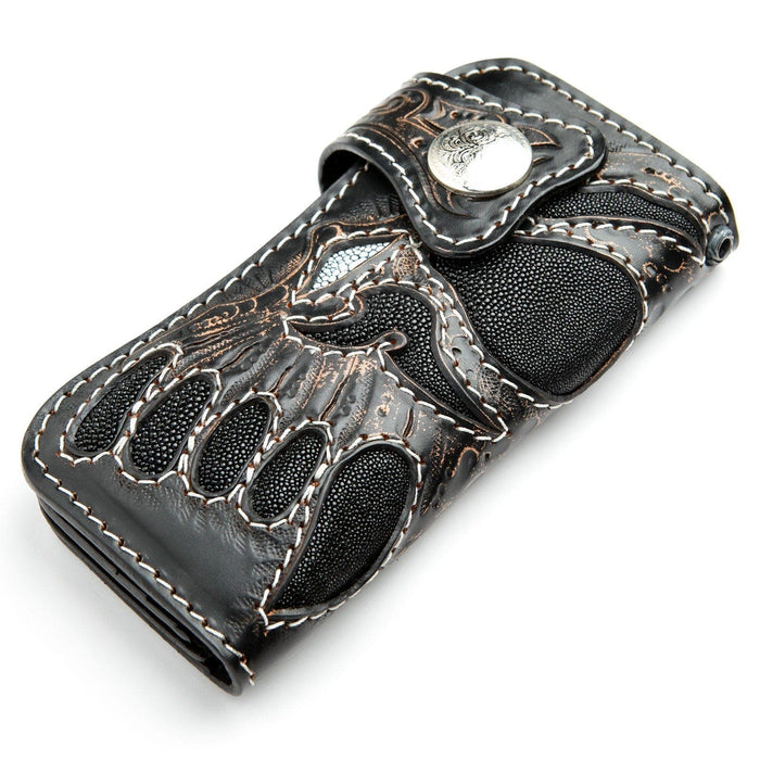 Devil Skull Genuine Leather Biker Wallet [4]