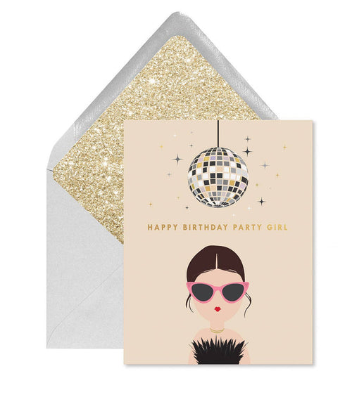 Ginger P. Designs Greeting Cards Disco Party Girl Birthday Greeting Card