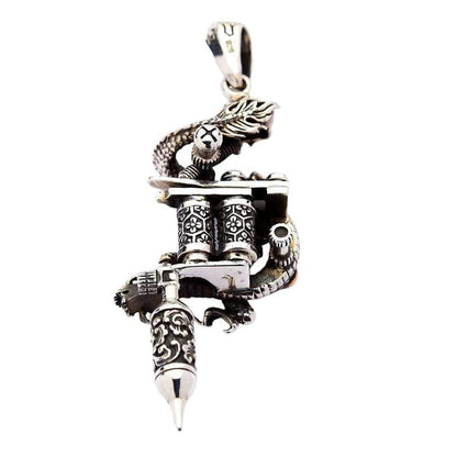 Back view of tattoo machine pendant showing 925 sterling silver hallmark stamp