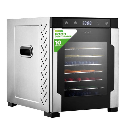 Electric Food Dehydrator 10-Tray Stainless Steel Digital Timer 900W