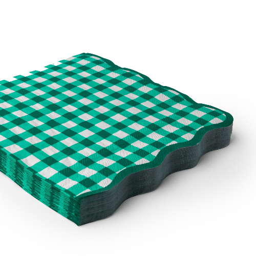 Bonjour Fête ELEGANT EMERALD GREEN GINGHAM DINNER NAPKINS
