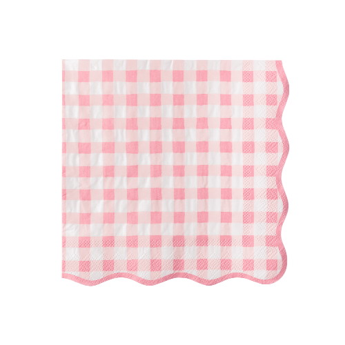 Bonjour Fête ELEGANT PETAL PINK GINGHAM DINNER NAPKINS