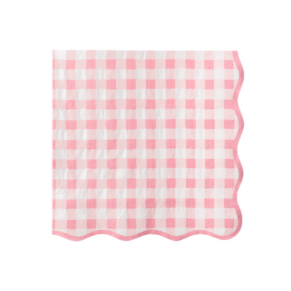 Bonjour Fête ELEGANT PETAL PINK GINGHAM DINNER NAPKINS