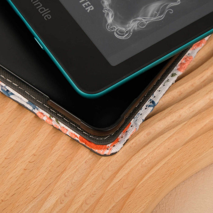 Embroidered Floral Kindle Case - A
