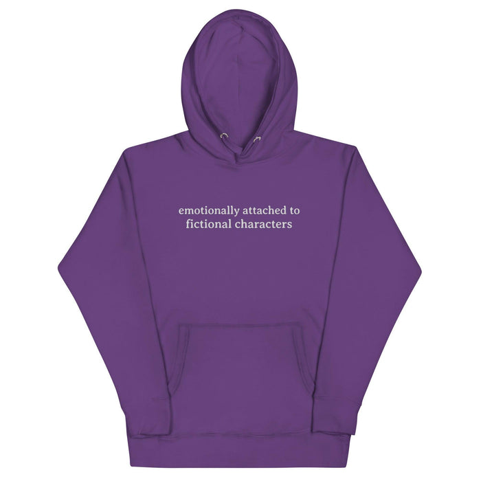 Emotionally Attached to Fictional Characters Embroidered Hoodie - The Bean Workshop - book lover, bookish, embroidered, hoodie, read everyday