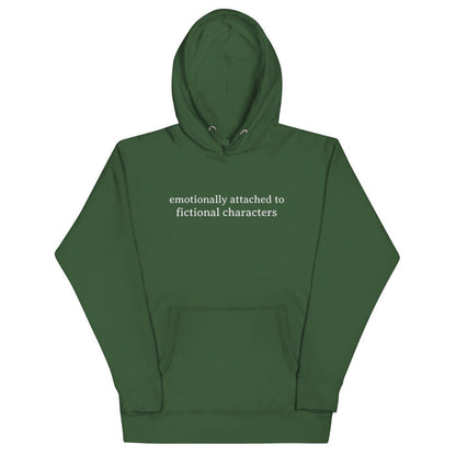 Emotionally Attached to Fictional Characters Embroidered Hoodie - The Bean Workshop - book lover, bookish, embroidered, hoodie, read everyday