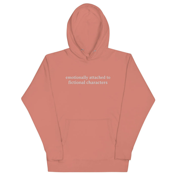 Emotionally Attached to Fictional Characters Embroidered Hoodie - The Bean Workshop - book lover, bookish, embroidered, hoodie, read everyday