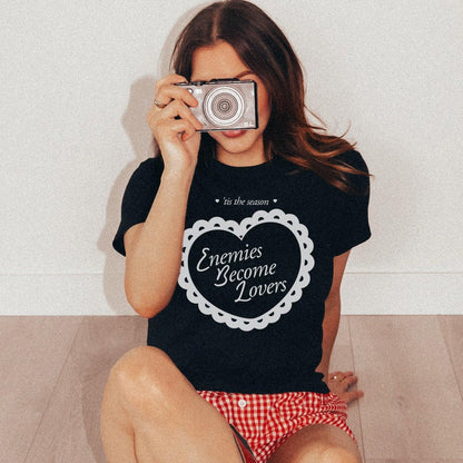 Enemies Become Lovers Baby Tee - The Bean Workshop - adolescent, book lover, enemies become lover, read everyday, t-shirt, tee, valentine, Valentine's Day Picks