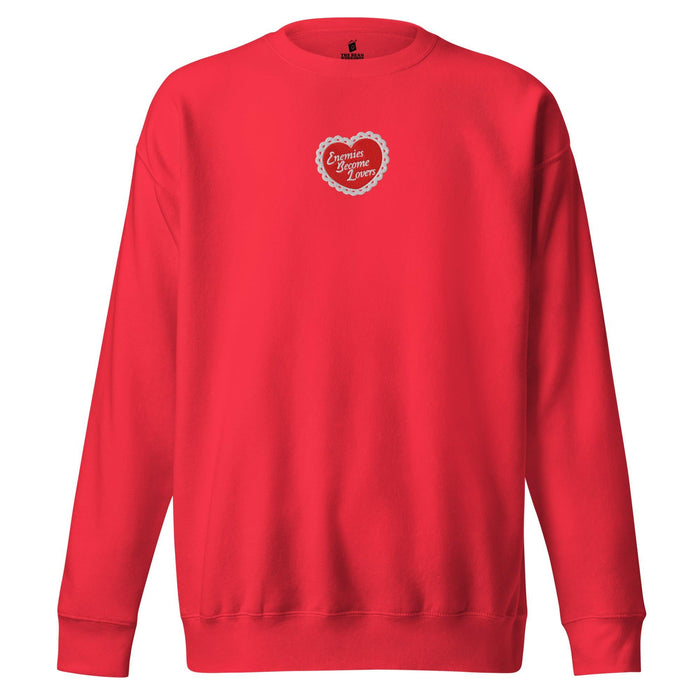 Enemies Become Lovers Embroidered Premium Sweatshirt - The Bean Workshop - book lover, enemies become lover, read everyday, sweater, sweatshirt, Valentine's Day Picks