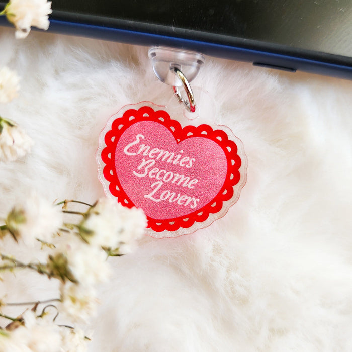 Enemies Become Lovers Kindle Charm - The Bean Workshop - dust plug, e readers, kindle charm, phone charm, reading accessories, valentine, Valentine's Day Picks