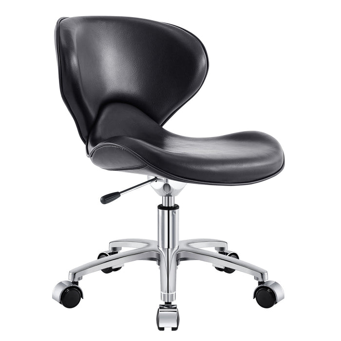 Esperto Pedi Stool Black by DIR with ergonomic backrest and chrome base on casters.