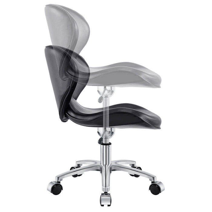 Esperto Pedi Stool Black DIR by DIR, ergonomic backrest, adjustable height, side view.