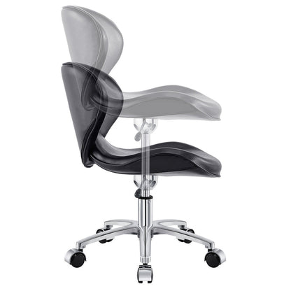 Esperto Pedi Stool Black DIR by DIR, ergonomic backrest, adjustable height, side view.