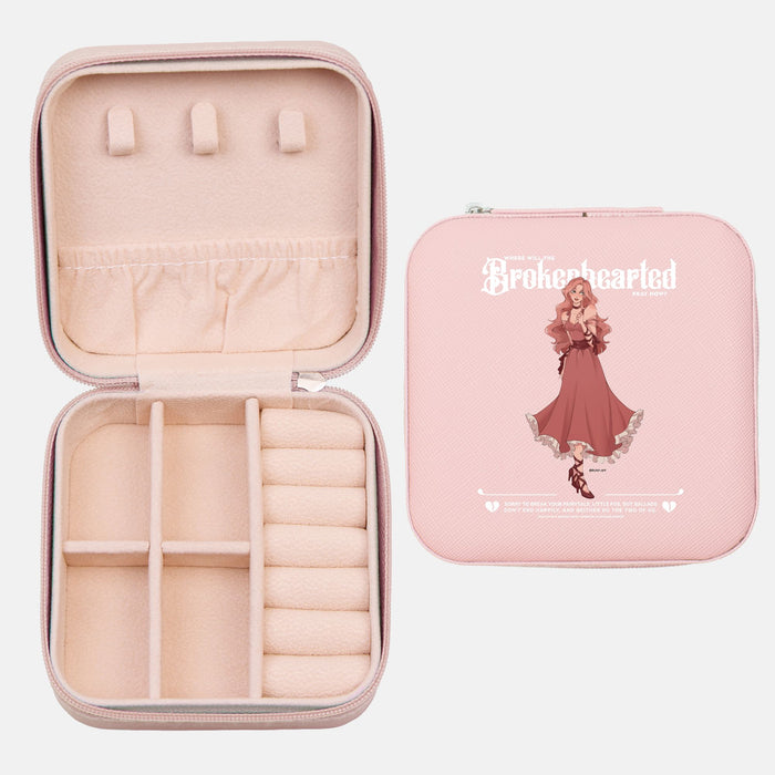 Evangeline Fox Jewelry Travel Case - The Bean Workshop - Character Illustration, Coquette Aesthetic, Evangeline Fox travel accessory, Jewelry Case, Little Fox, ouabh, Pink jewelry case for book lovers, Romantic Fantasy, stephanie garber, Stephanie Garber merch, Stephanie Garber Once Upon a Broken Heart, Travel Organizer, Travel storage, Trinket Box, Where will the brokenhearted pray merch