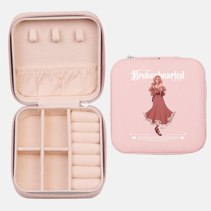Evangeline Fox Jewelry Travel Case - The Bean Workshop - Character Illustration, Coquette Aesthetic, Evangeline Fox travel accessory, Jewelry Case, Little Fox, ouabh, Pink jewelry case for book lovers, Romantic Fantasy, stephanie garber, Stephanie Garber merch, Stephanie Garber Once Upon a Broken Heart, Travel Organizer, Travel storage, Trinket Box, Where will the brokenhearted pray merch